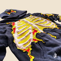 Image 4 of REWORKED 3D PUFF SKELETON YELLOW CRACKY HOODIE SIZE MEDIUM