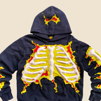 Image 3 of REWORKED 3D PUFF SKELETON YELLOW CRACKY HOODIE SIZE MEDIUM