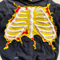 Image 5 of REWORKED 3D PUFF SKELETON YELLOW CRACKY HOODIE SIZE MEDIUM