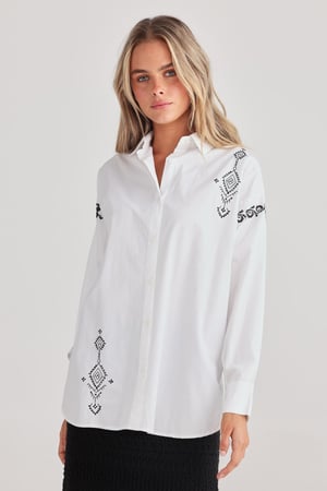 Image of Flamenco Shirt. White with Black. By Talisman the Label.