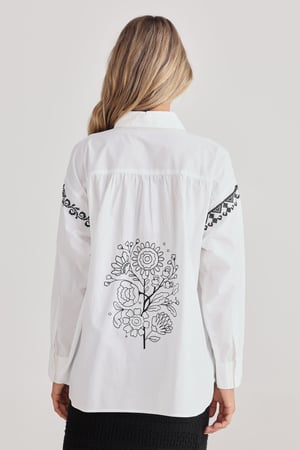 Image of Flamenco Shirt. White with Black. By Talisman the Label.