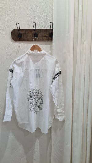 Image of Flamenco Shirt. White with Black. By Talisman the Label.