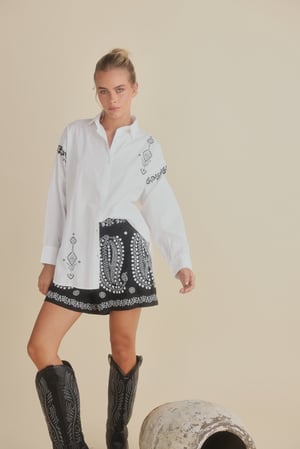 Image of Flamenco Shirt. White with Black. By Talisman the Label.