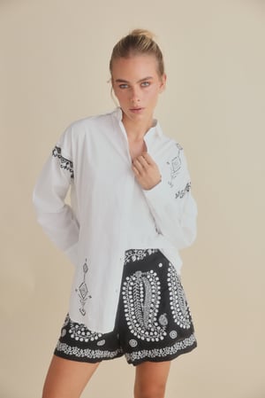 Image of Flamenco Shirt. White with Black. By Talisman the Label.
