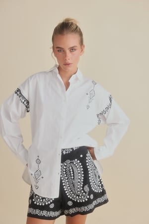 Image of Flamenco Shirt. White with Black. By Talisman the Label.