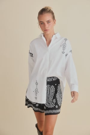 Image of Flamenco Shirt. White with Black. By Talisman the Label.