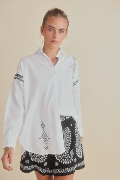 Image of Flamenco Shirt. White with Black. By Talisman the Label.