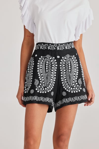 Image of Johari Shorts. Black with White. By Talisman the Label.