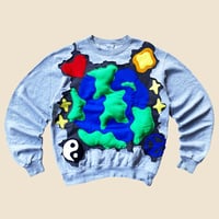 Image 1 of REWORKED 3D PUFF EARTH GREY MISTY SWEATSHIRT SIZE MEDIUM