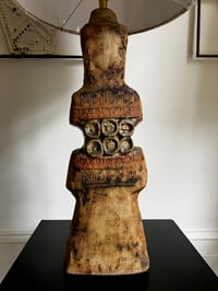 Image 3 of Two Studio Ceramic Lamps in Natural Tones by Bernard Rooke England