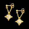 CHAÎNE Earring - U Chain + Moon Stone Square