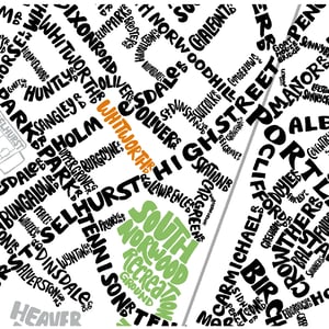 Image of South Norwood & Woodside Typographic Street Map