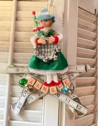 JINGLE: Vintage Wooden Ruler Star Christmas Decoration