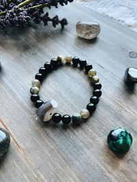 Image 2 of Chunky Gold Obsidian + Grey Agate Bracelet