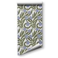 Image 2 of Verdant Bloom Botanical Blue Wallpaper