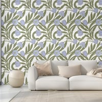 Image 4 of Verdant Bloom Botanical Blue Wallpaper