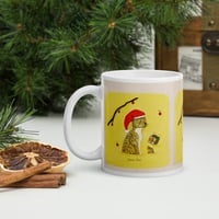 Image 2 of Mug blanc brillant personnalisé chat de noël
