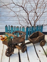 Image 1 of SET *Wooden rustic   bicycle + cart  * 