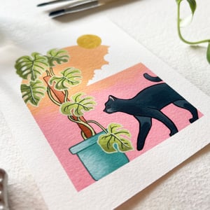 Image of Cats + Plants III: Monstera, individual or set