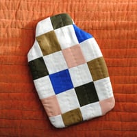 Image 1 of Cobalt Blue and Olive Patchwork Hot Water Bottle Cover