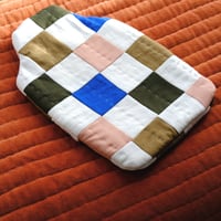 Image 2 of Cobalt Blue and Olive Patchwork Hot Water Bottle Cover