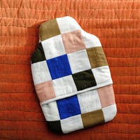 Image 3 of Cobalt Blue and Olive Patchwork Hot Water Bottle Cover