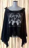 OOAK - O/S - WOLF SKULL DISTRESSED PONCHO