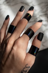 Image 1 of Finger Cuff Iridescent Black Stretch Vinyl