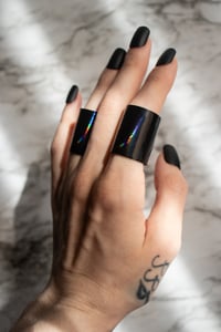 Image 1 of Iridescent Black Stretch Vinyl Ring