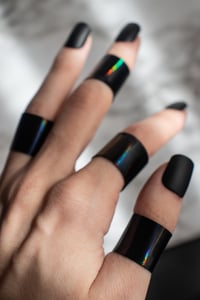 Image 2 of Finger Cuff Iridescent Black Stretch Vinyl