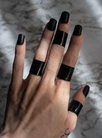 Image 3 of Finger Cuff Iridescent Black Stretch Vinyl