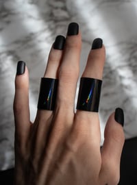 Image 3 of Iridescent Black Stretch Vinyl Ring
