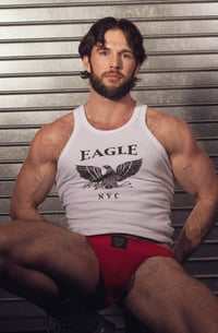 Image 2 of The Eagle NYC White Rib Tank W/ Black Logo