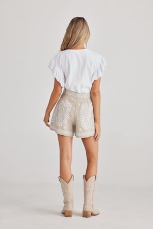 Image of Johari Shorts. Natural with White. By Talisman the Label.