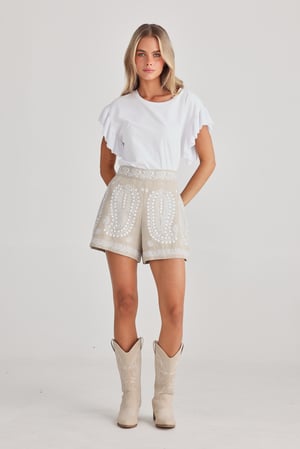 Image of Johari Shorts. Natural with White. By Talisman the Label.