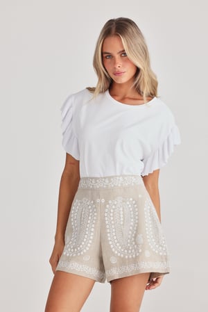 Image of Johari Shorts. Natural with White. By Talisman the Label.