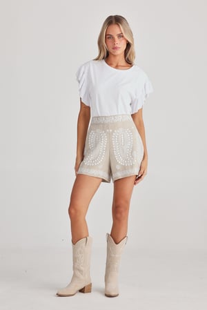 Image of Johari Shorts. Natural with White. By Talisman the Label.