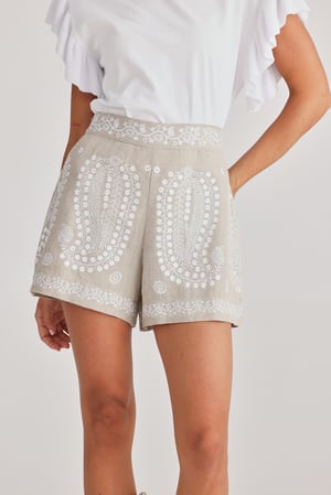 Image of Johari Shorts. Natural with White. By Talisman the Label.