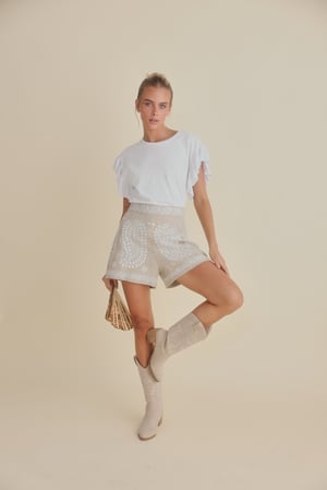 Image of Johari Shorts. Natural with White. By Talisman the Label.