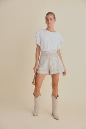 Image of Johari Shorts. Natural with White. By Talisman the Label.