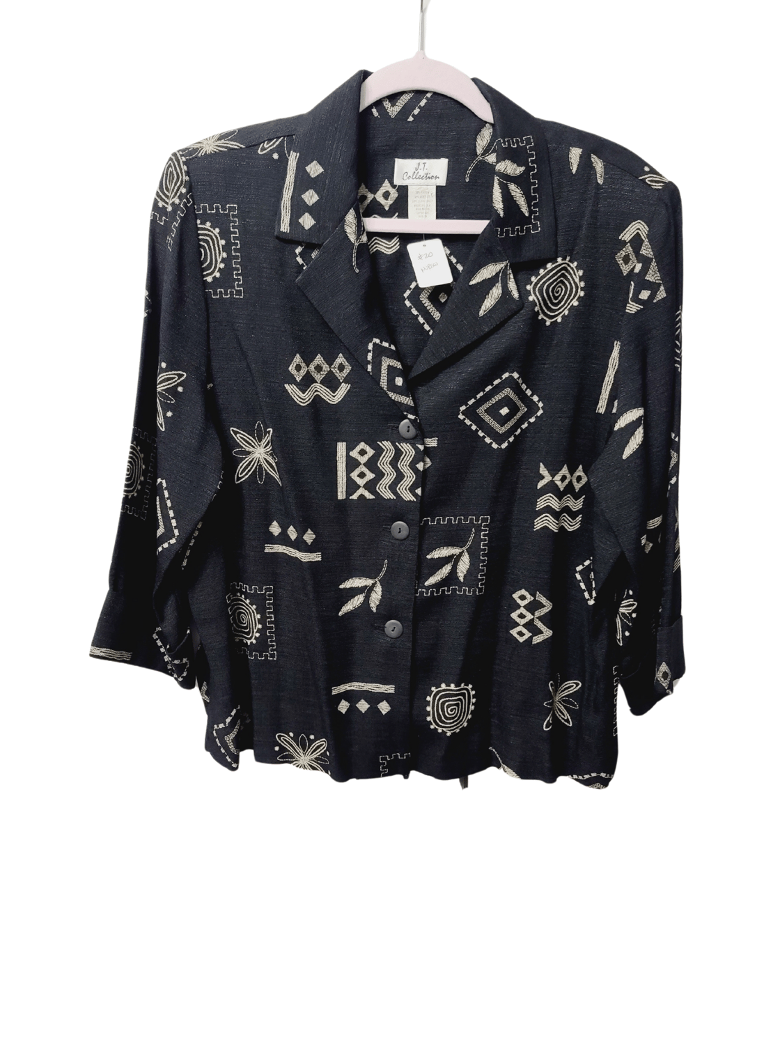 Image of Black/Cream Ethnic Print Top