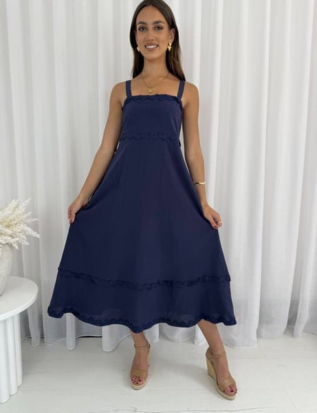 Image of Lesley cotton dress - navy