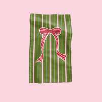 Image 2 of Green Bow Christmas Tea Towel