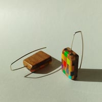 Image 3 of random chequered pattern abstract earrings