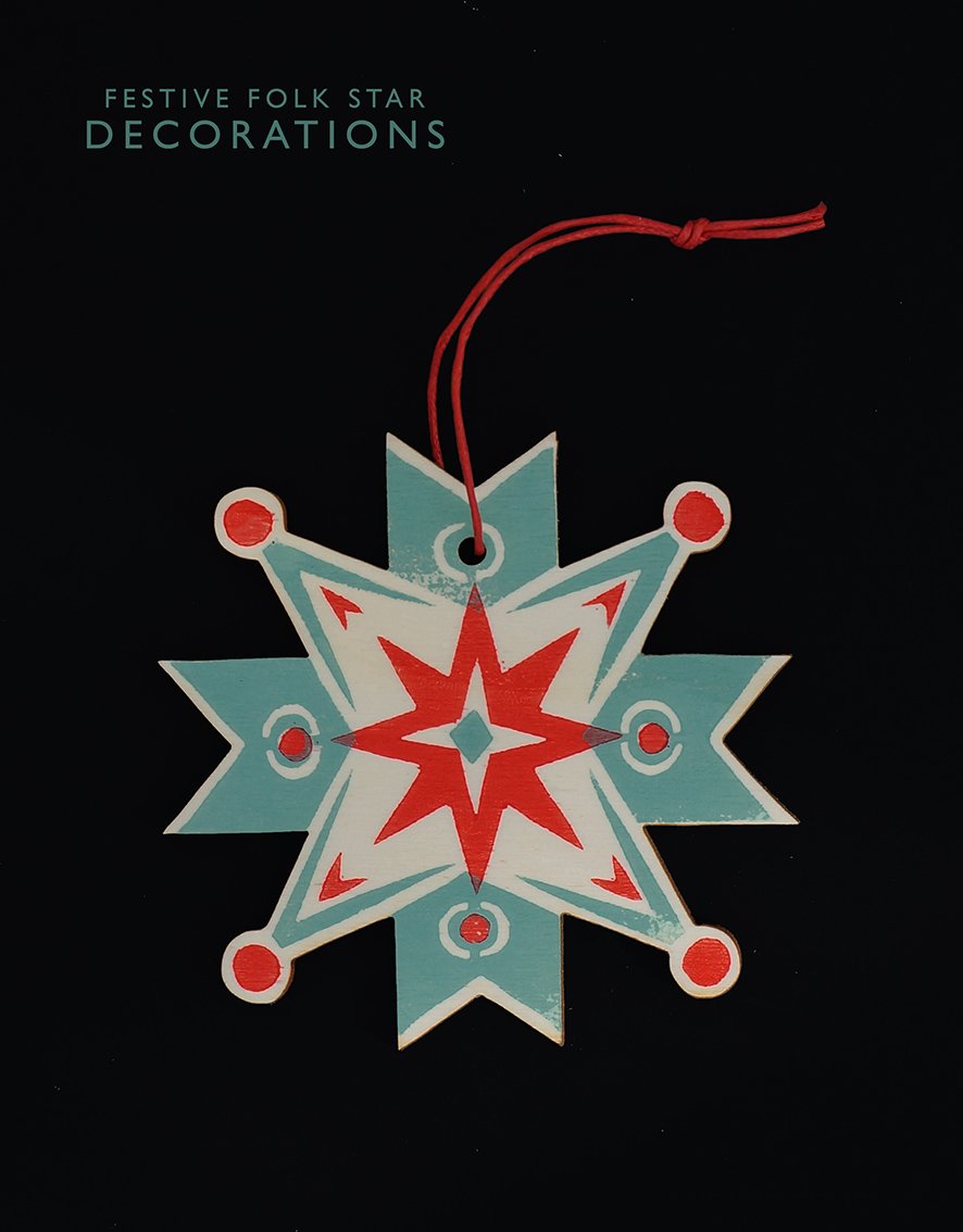 Image of Festive Folk Star Decorations - Star Two