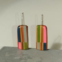 Image 2 of stripy dangly recycled pencil earrings