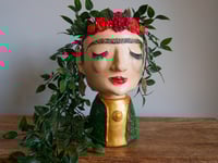 Image 1 of Frida inspired plant pot Forest Green and Gold