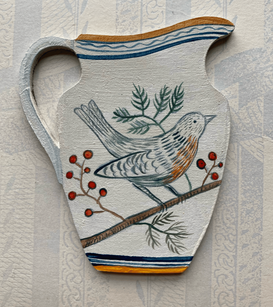 Image of Tiny jug decoration winter bird (A)