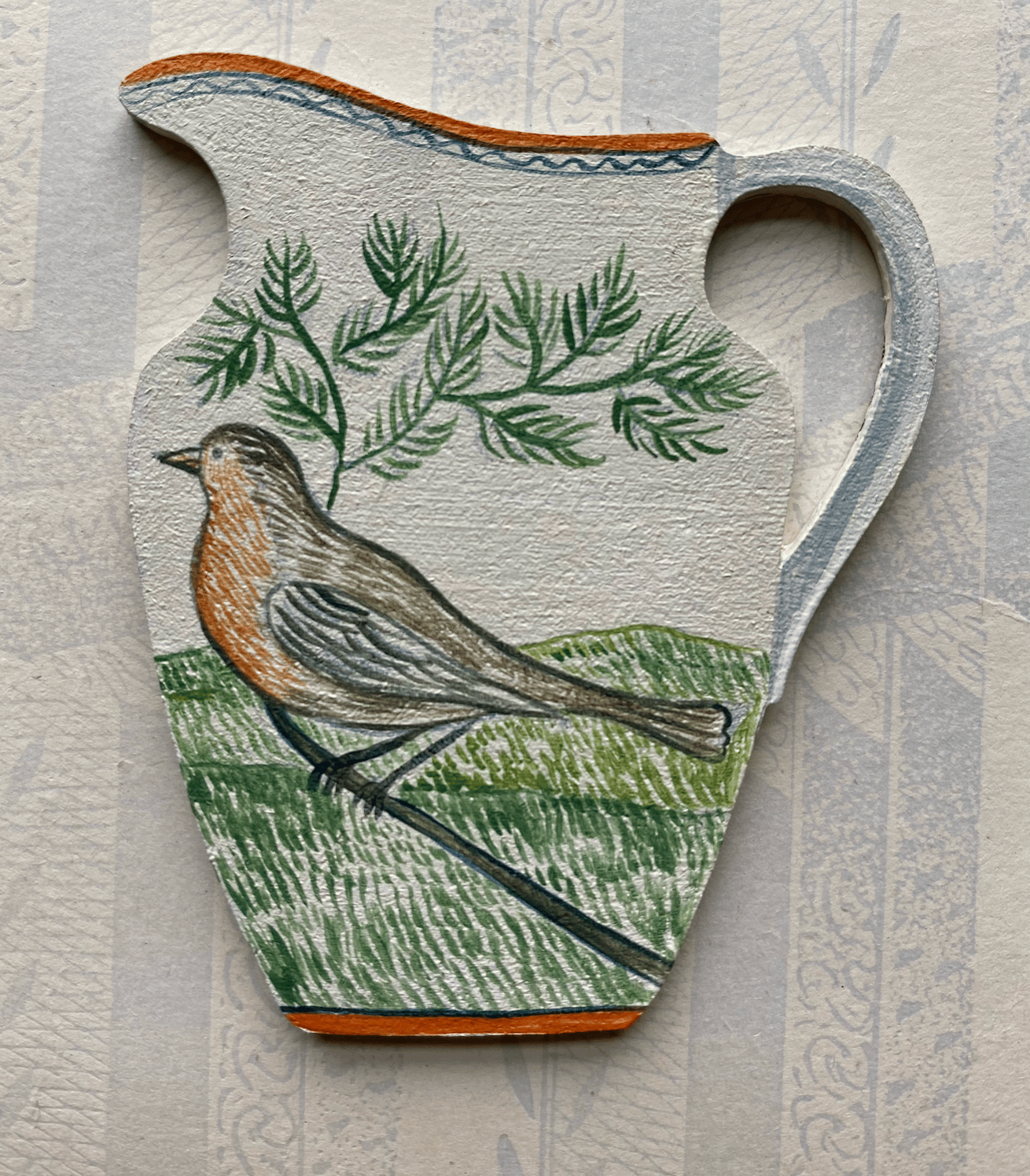 Image of Tiny jug decoration winter bird (B)