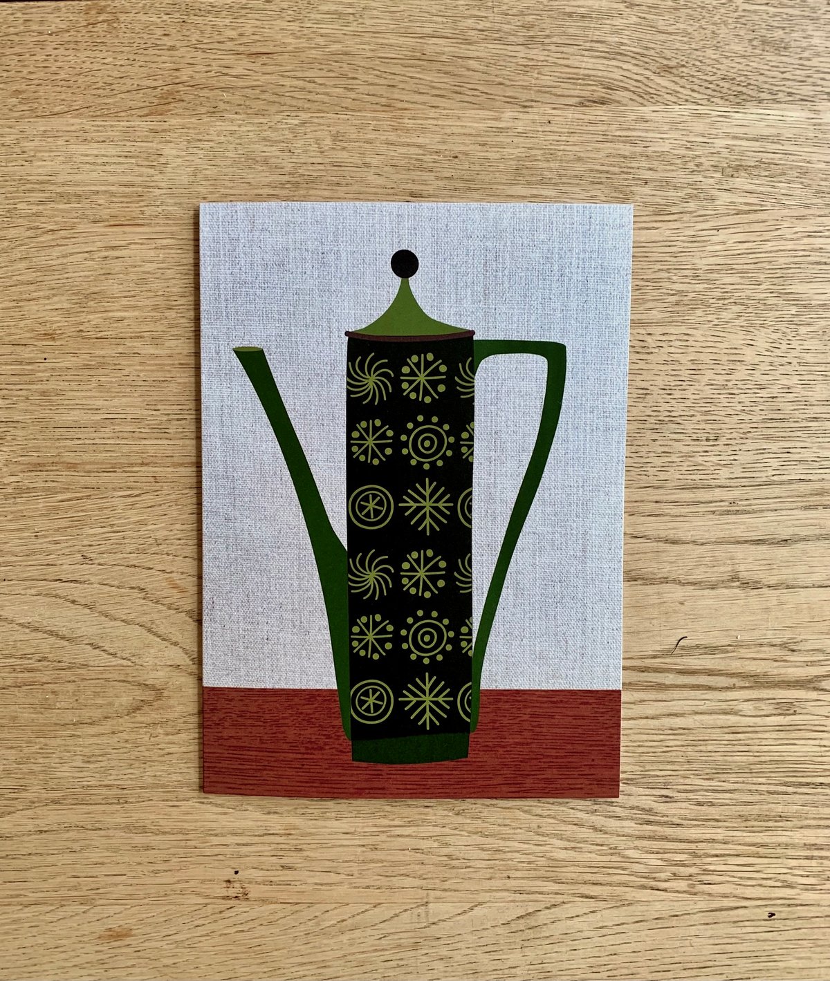 Coffee Pot Cards - Orange Kettle, Yellow Stripe, Dotty Red, Vertical Leaf & Totem Olive